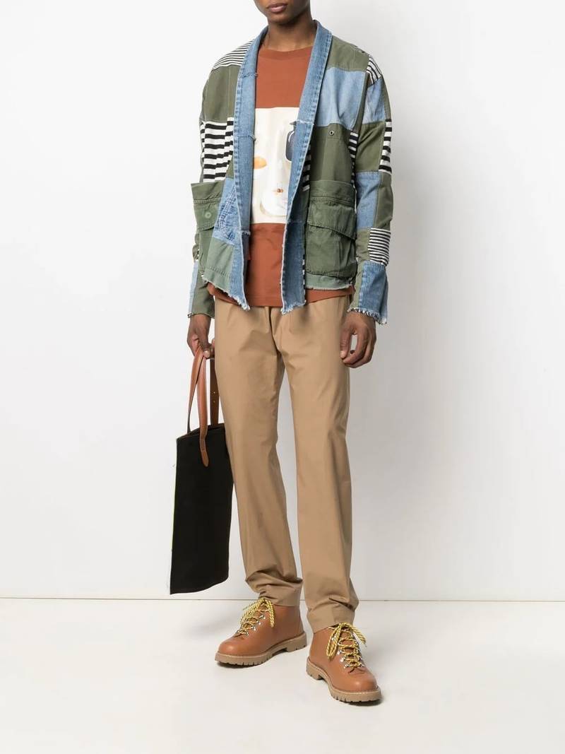 Greg Lauren open-front patchwork jacket outlook