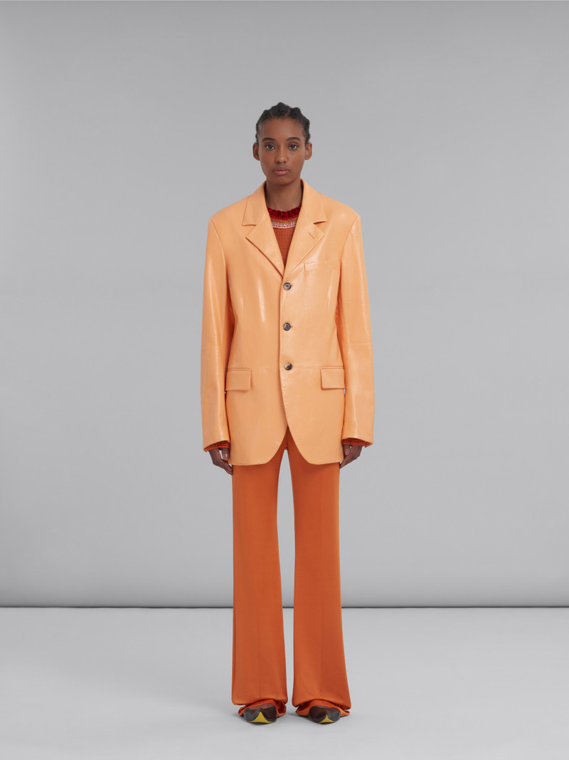 Marni ORANGE SINGLE-BREASTED LEATHER BLAZER outlook