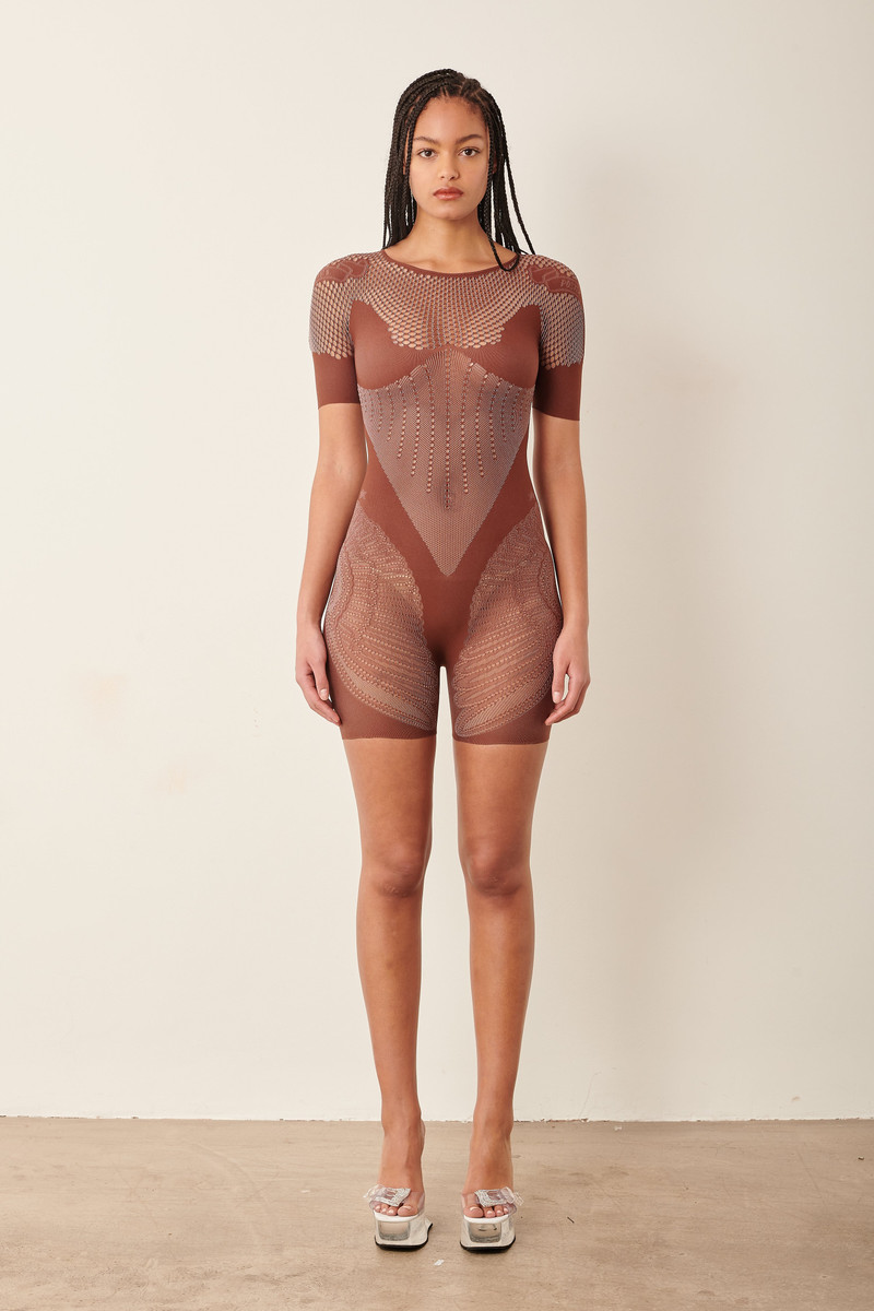 POSTER GIRL VIVIAN PLAYSUIT OLD MONEY BROWN outlook