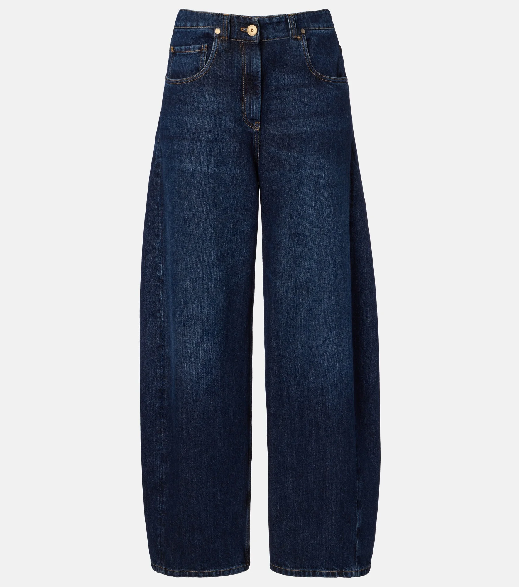 Leather-trimmed barrel-leg jeans - 1