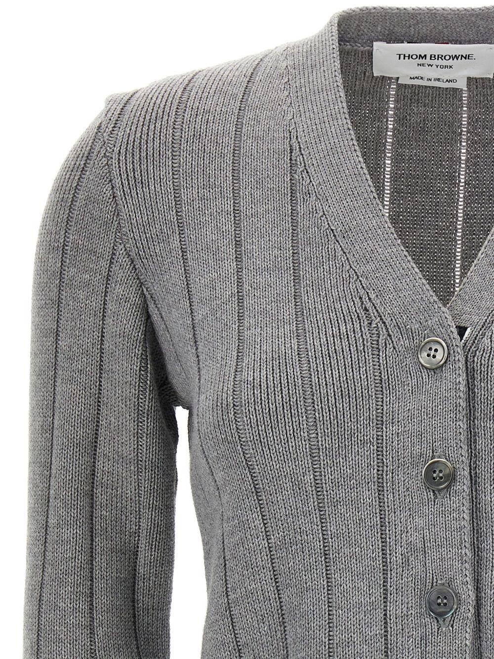 ribbed V-neck cardigan - 4
