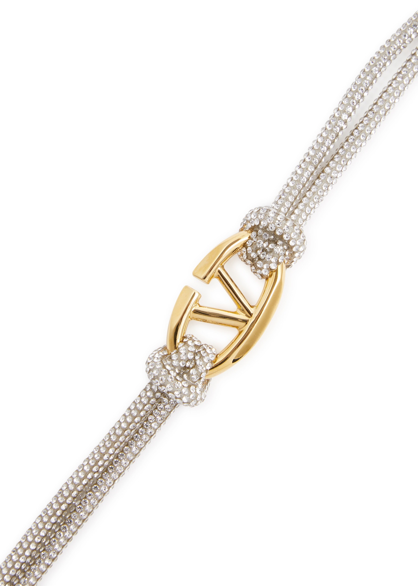 VLogo crystal-embellished cord bracelet - 3
