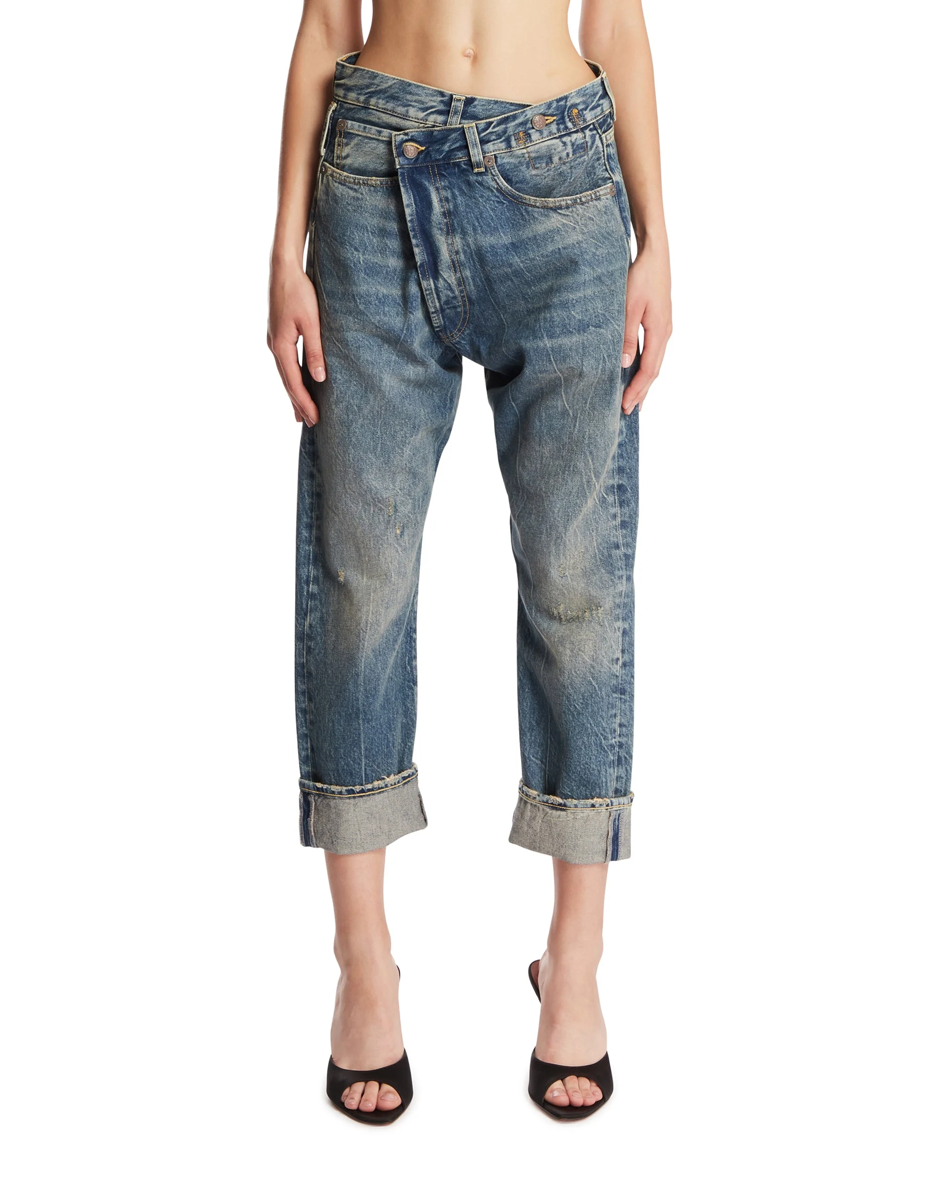 Blue High-Rise Crossover Jeans - 1