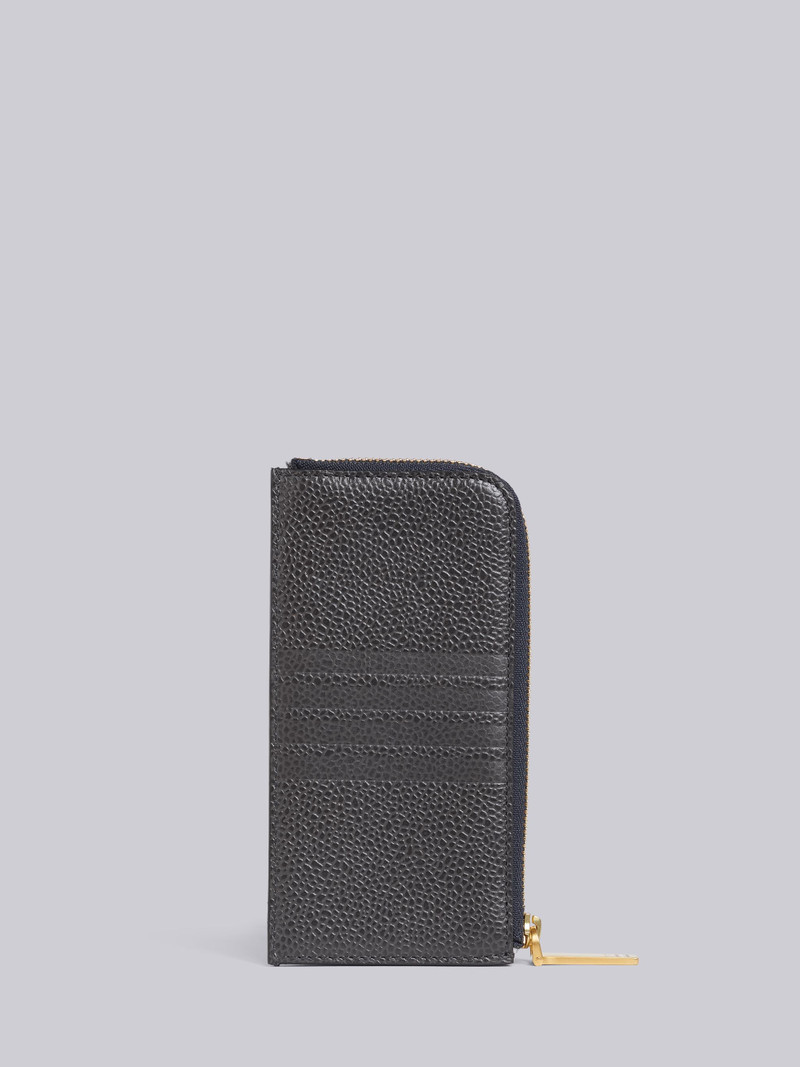 Tonal Grey Pebbled Blind Embossed 4-Bar Half-Zip Wallet 4