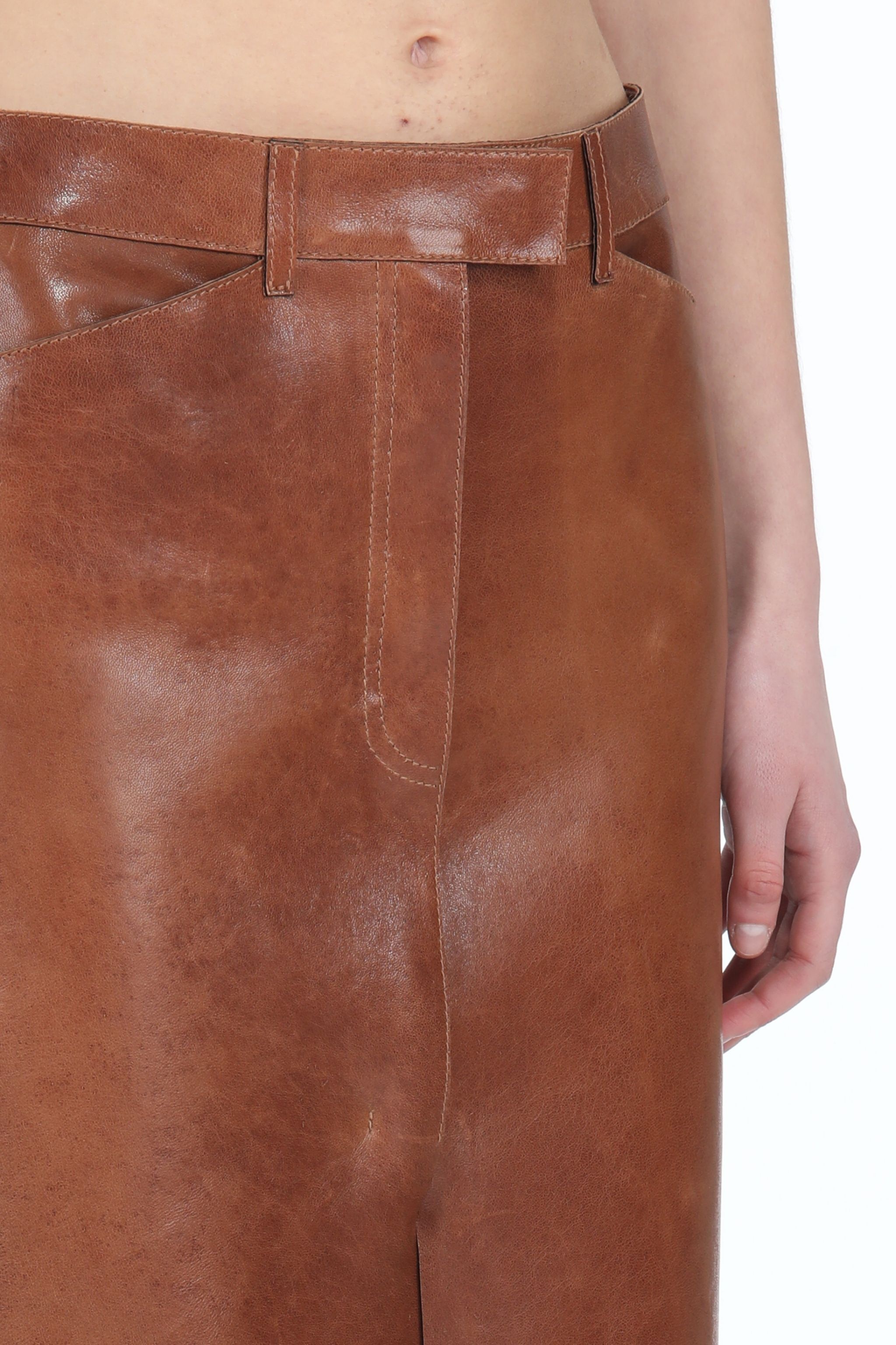 TAILORED LEATHER PENCIL SKIRT - 5