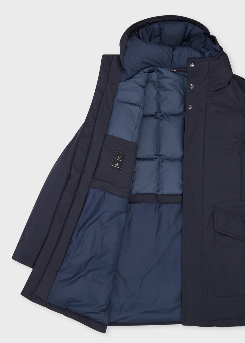 Navy Two-Layer Recycled Polyester-Blend Down Parka 4