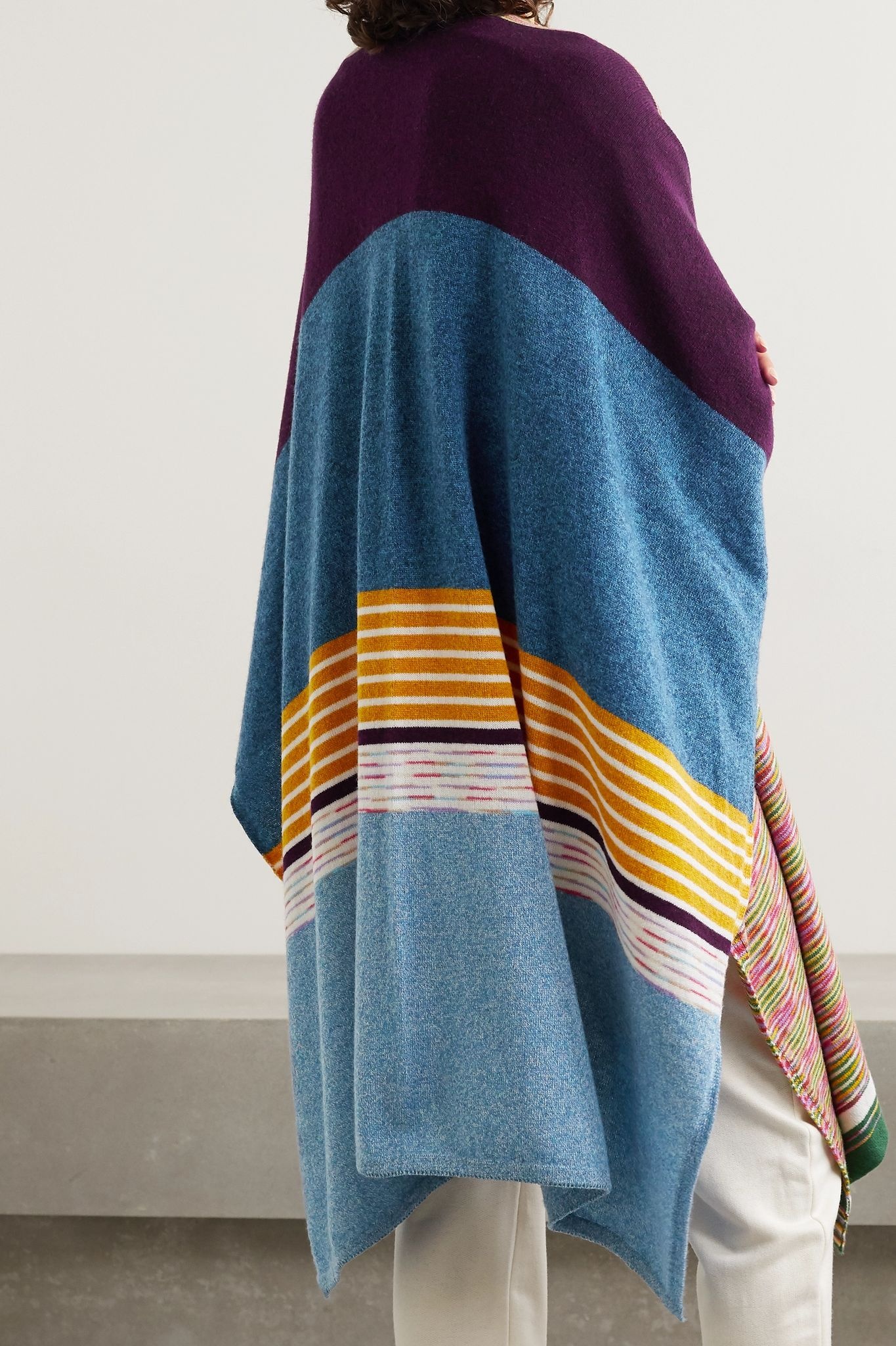 Striped space-dyed cashmere wrap - 4