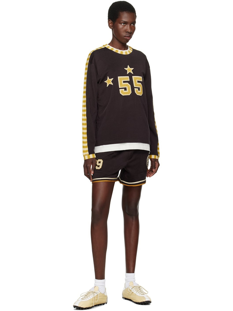 BODE Brown Medalist Appliqué Long Sleeve T-shirt outlook