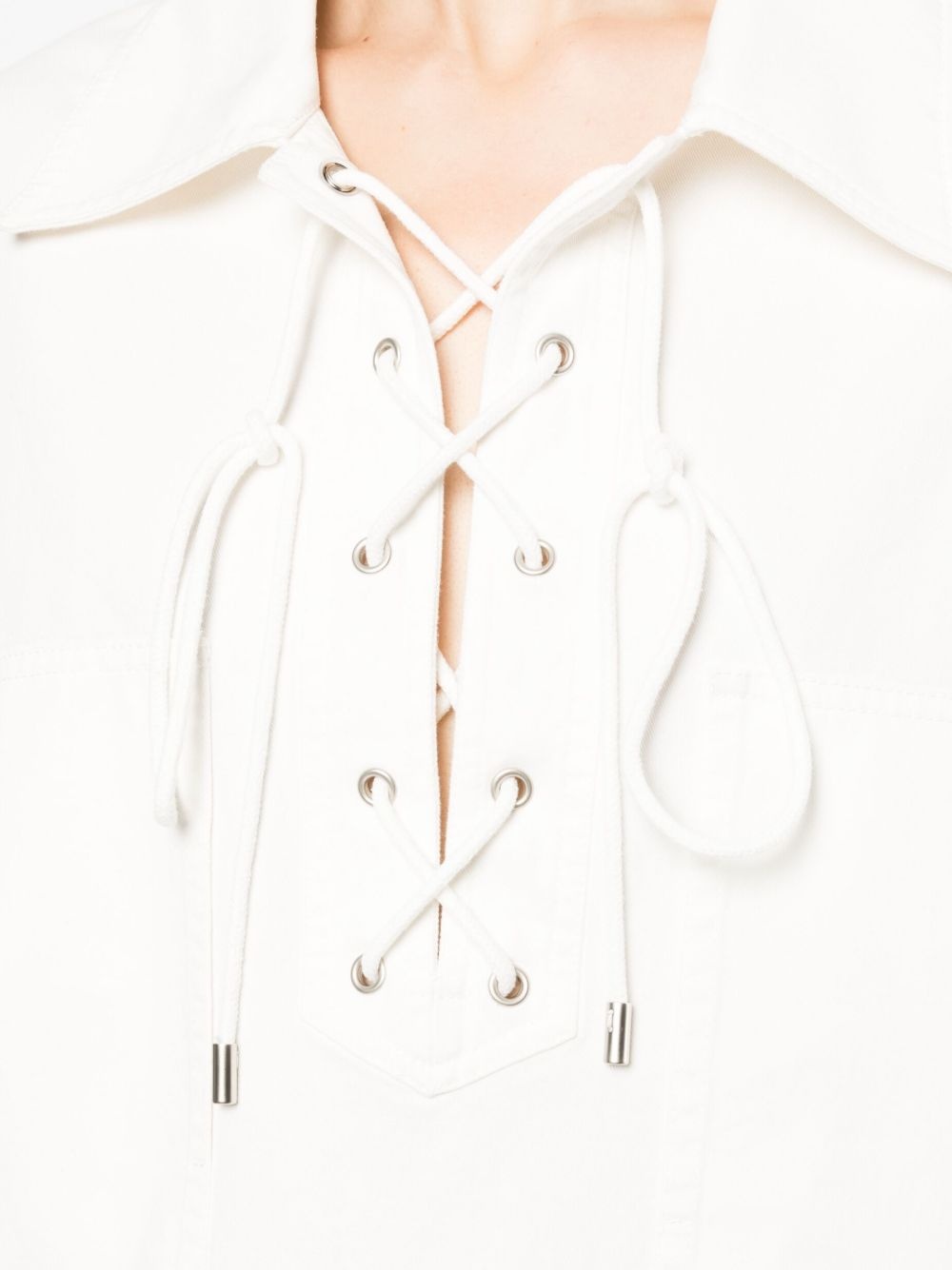 lace-up detail blouse - 5