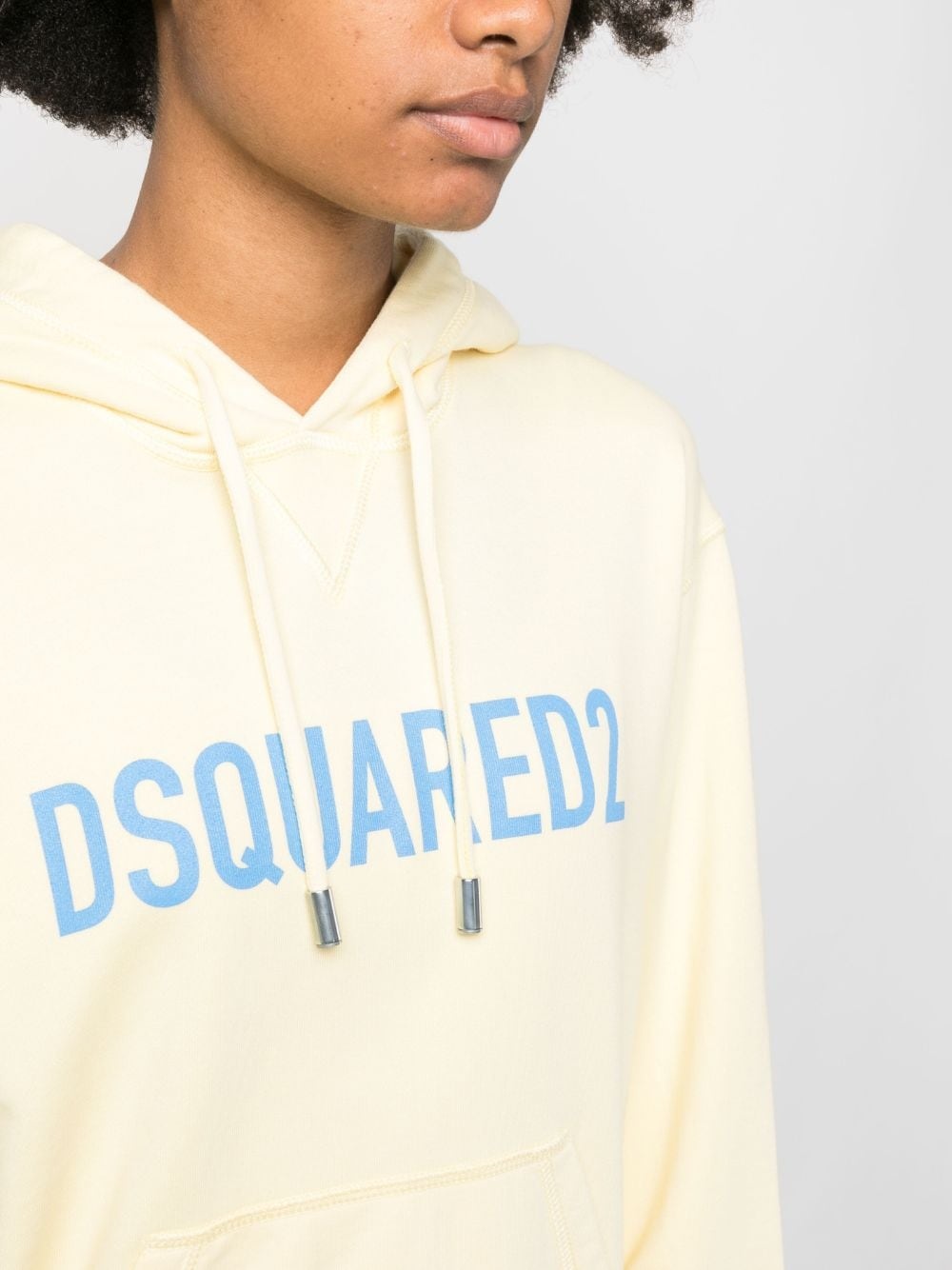 logo-print drawstring cotton hoodie - 5