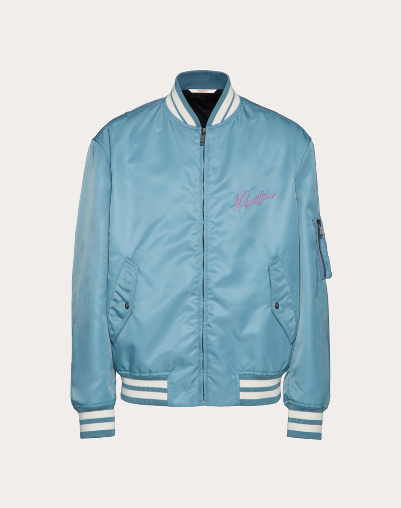 NYLON BOMBER JACKET WITH VALENTINO EMBROIDERY AND VLOGO SIGNATURE PRINT - 1