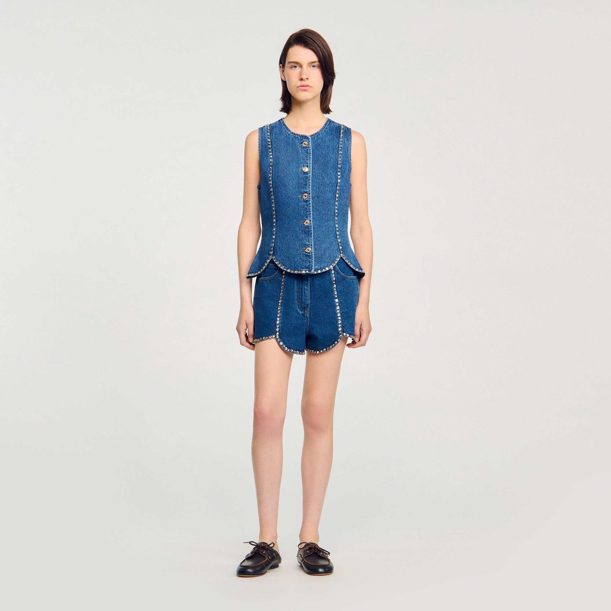 RHINESTONE DENIM TOP - 2