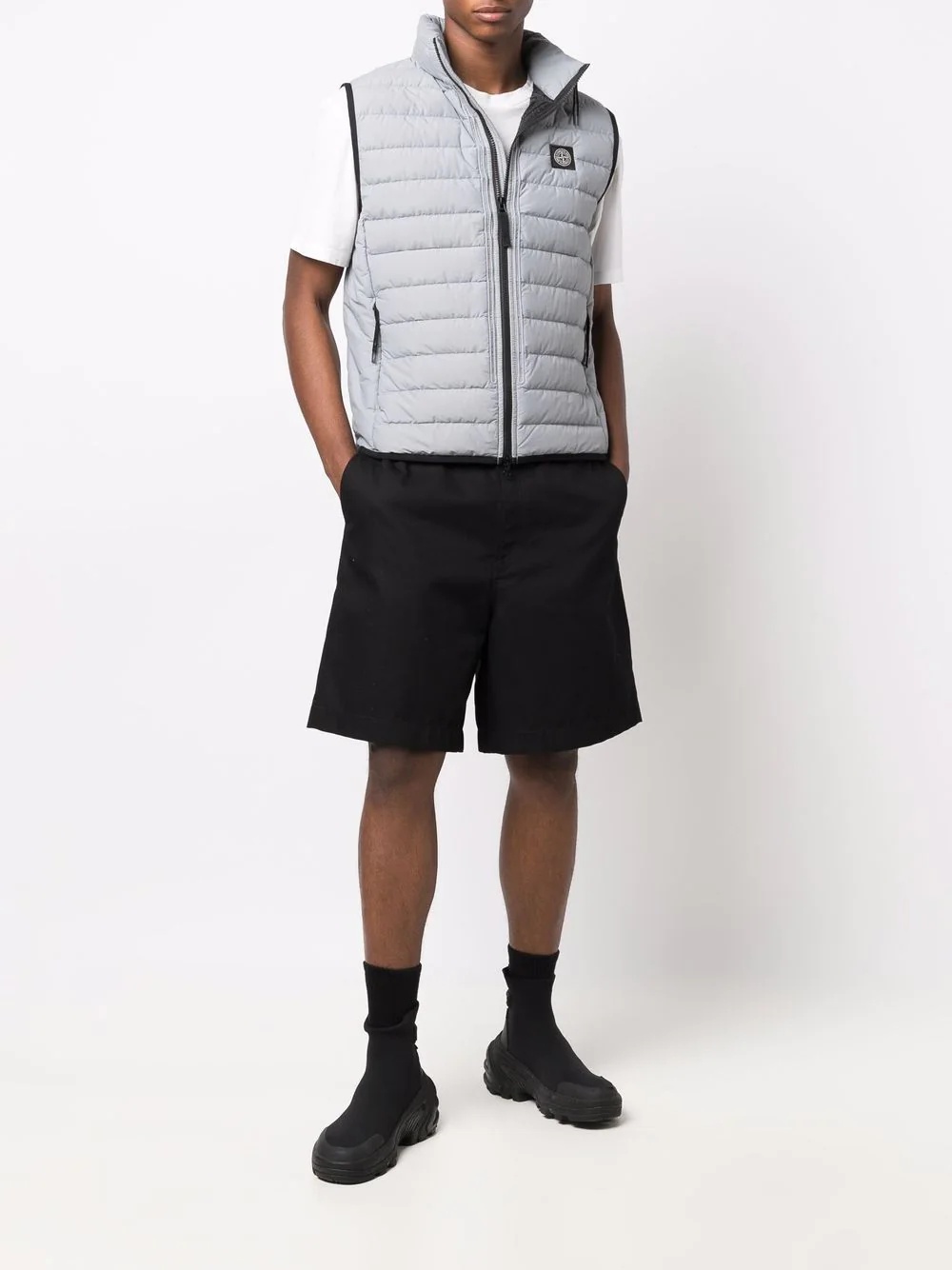 logo patch padded gilet - 2