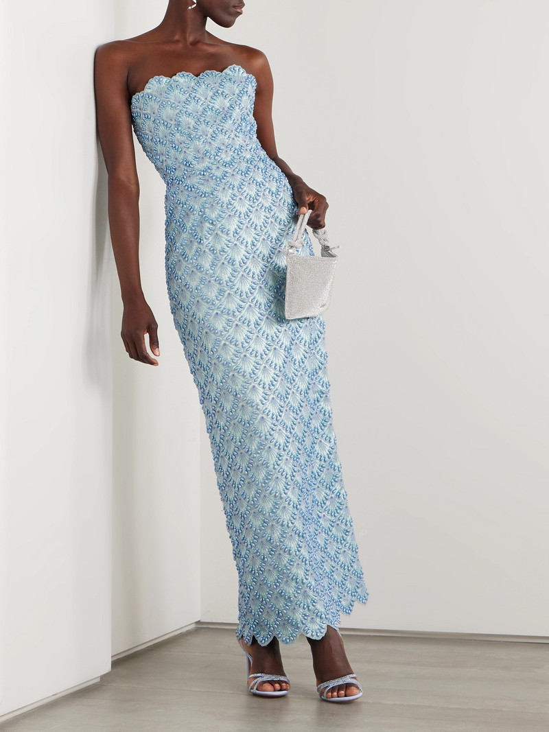 CLIO PEPPIATT Ariel Strapless Scalloped Embellished Satin Gown outlook