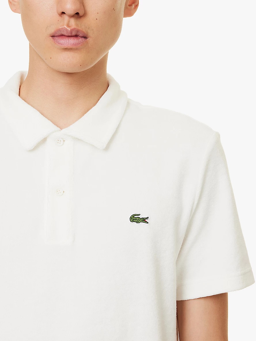 Logo-embroidered towelling cotton-blend polo shirt - 5