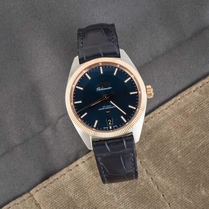 Pre-owned Omega Constellation Globemaster Steel & Sedna Gold Blue Dial - 6