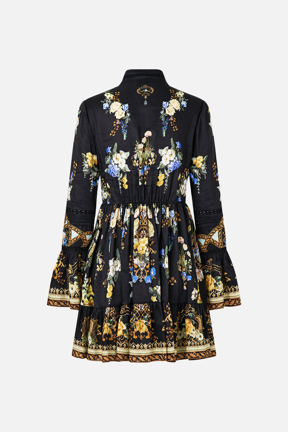 HIGH NECK SHORT DRESS WITH RUFFLE CUFF - 7