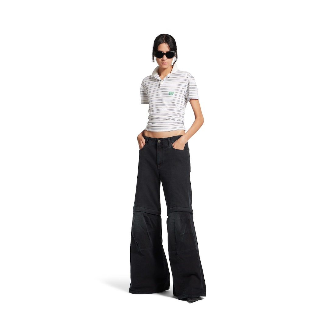 Women's Flared Cargo Pants in Black - 2