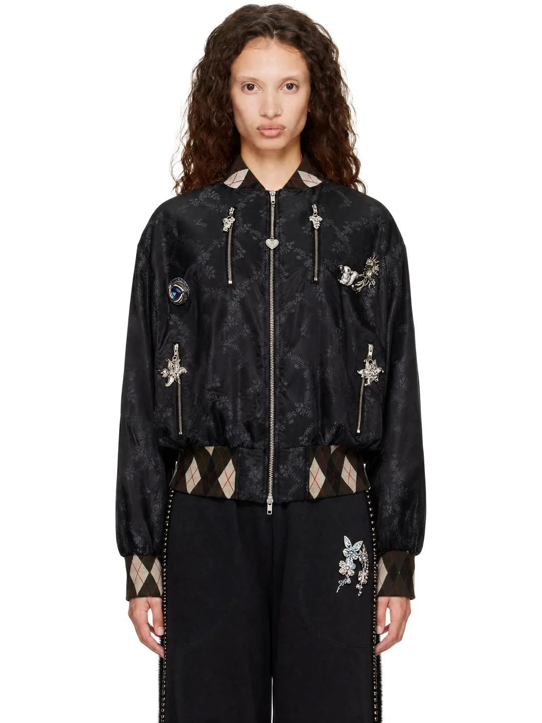Black Crescent Bomber Jacket - 1