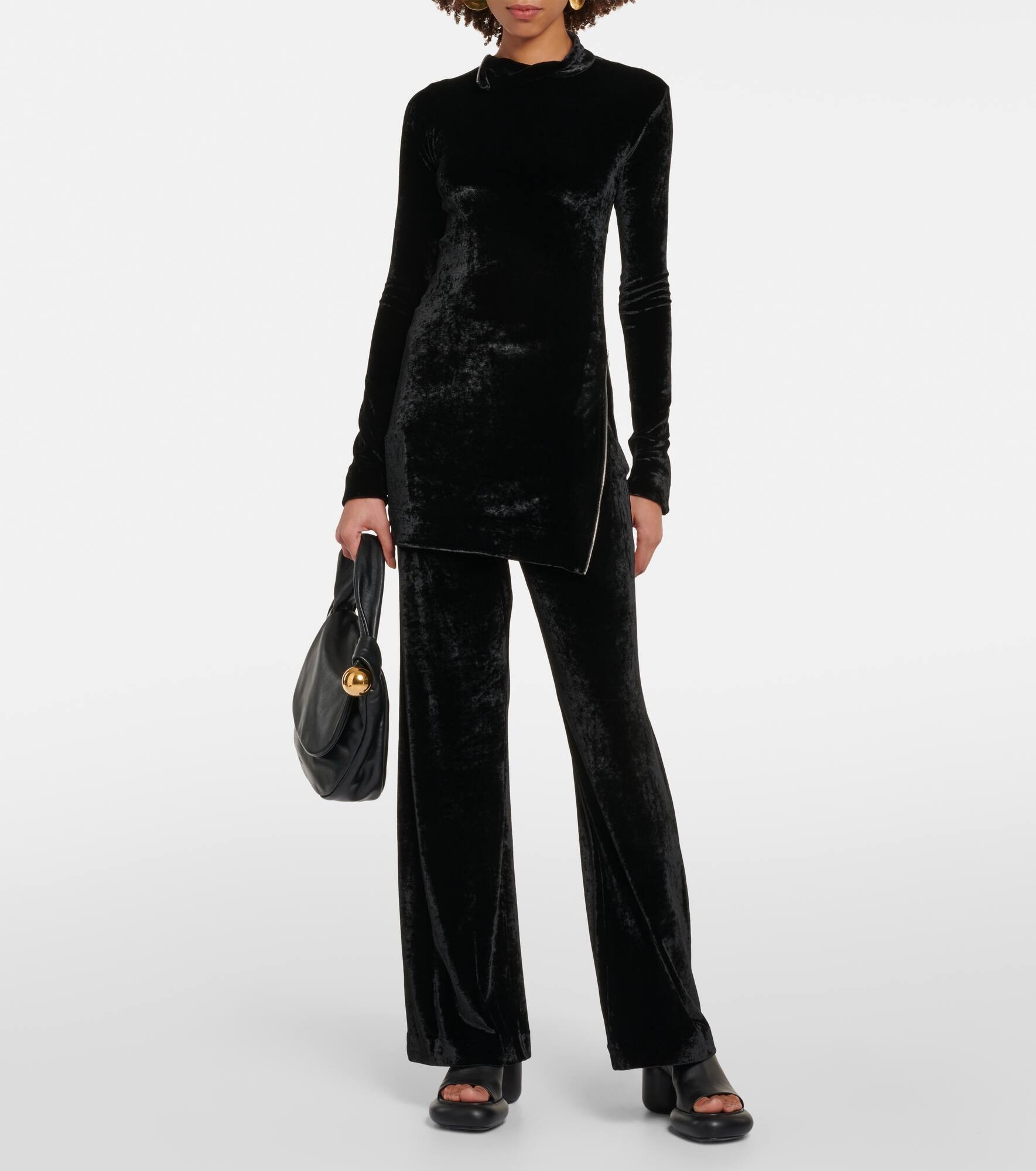 High-rise velvet wide-leg pants - 2