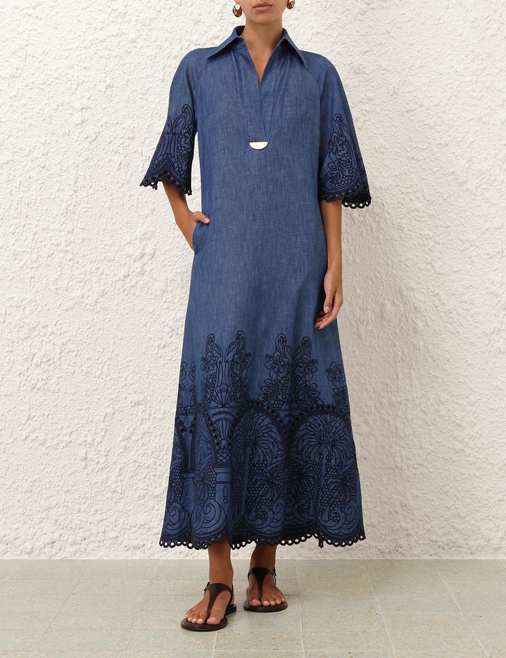 COCO EMBROIDERED DENIM DRESS - 2