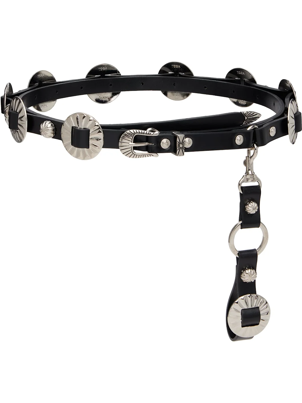 Black Studded Narrow Belt - 1