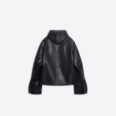 BALENCIAGA Men's Hooded Shearling Jacket in Black outlook