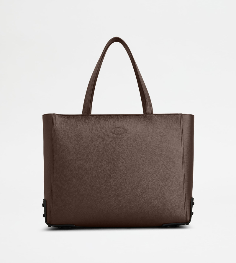 SHOPPING BAG IN LEATHER MEDIUM - BROWN 1