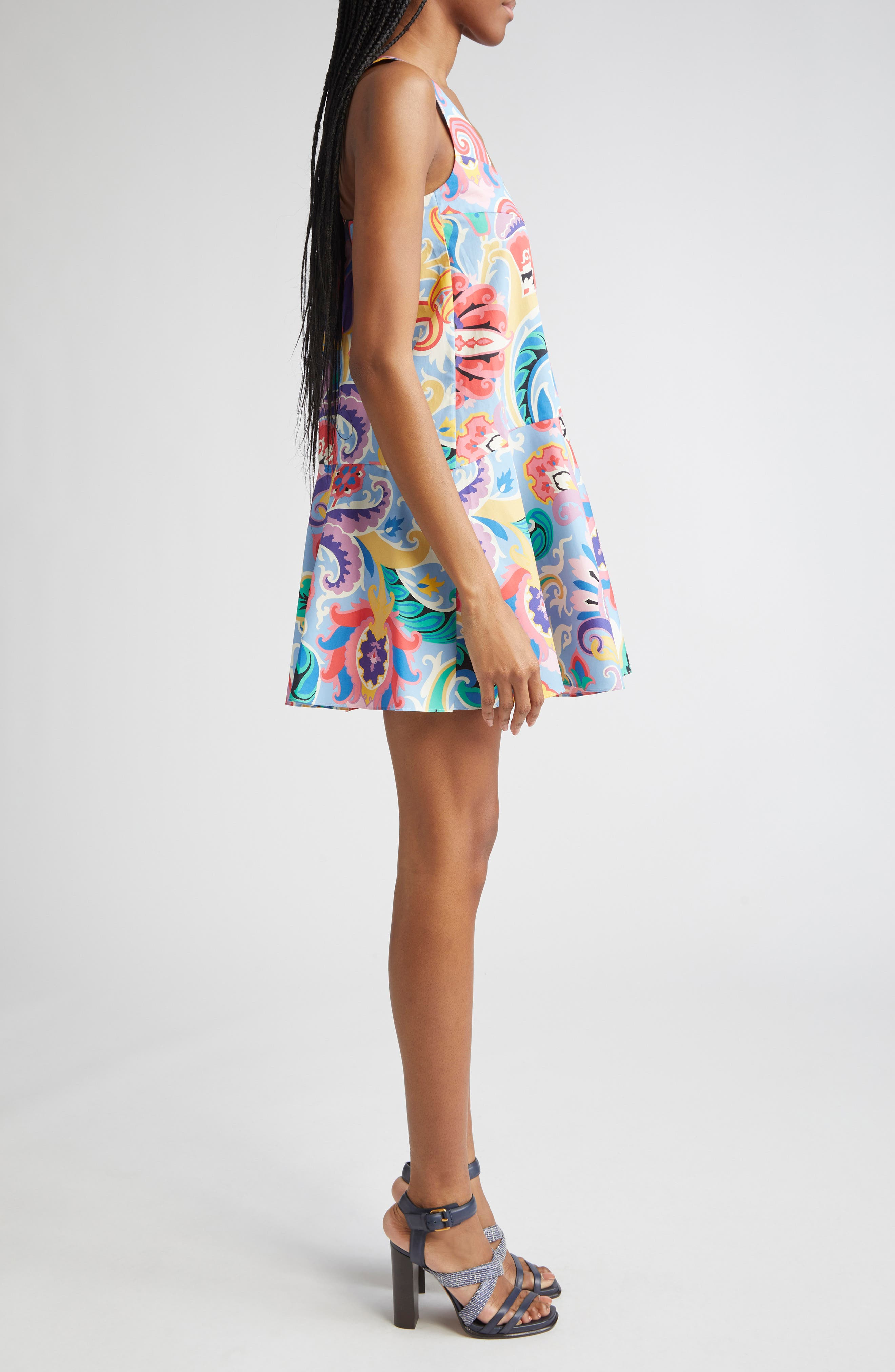 Etro Paisley Square Neck Minidress in Stampa Blue at Nordstrom - 3