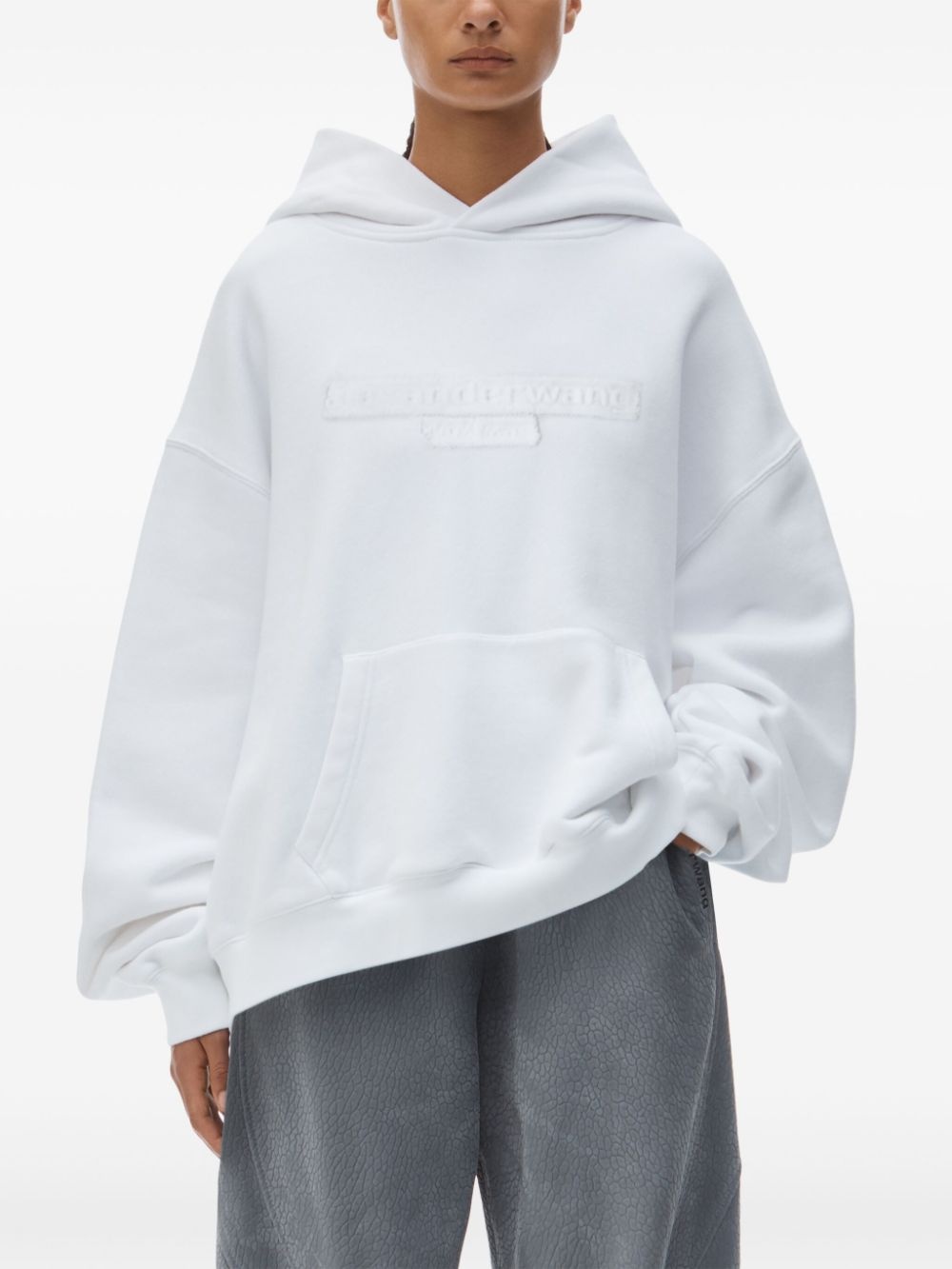 distressed-logo hoodie - 5