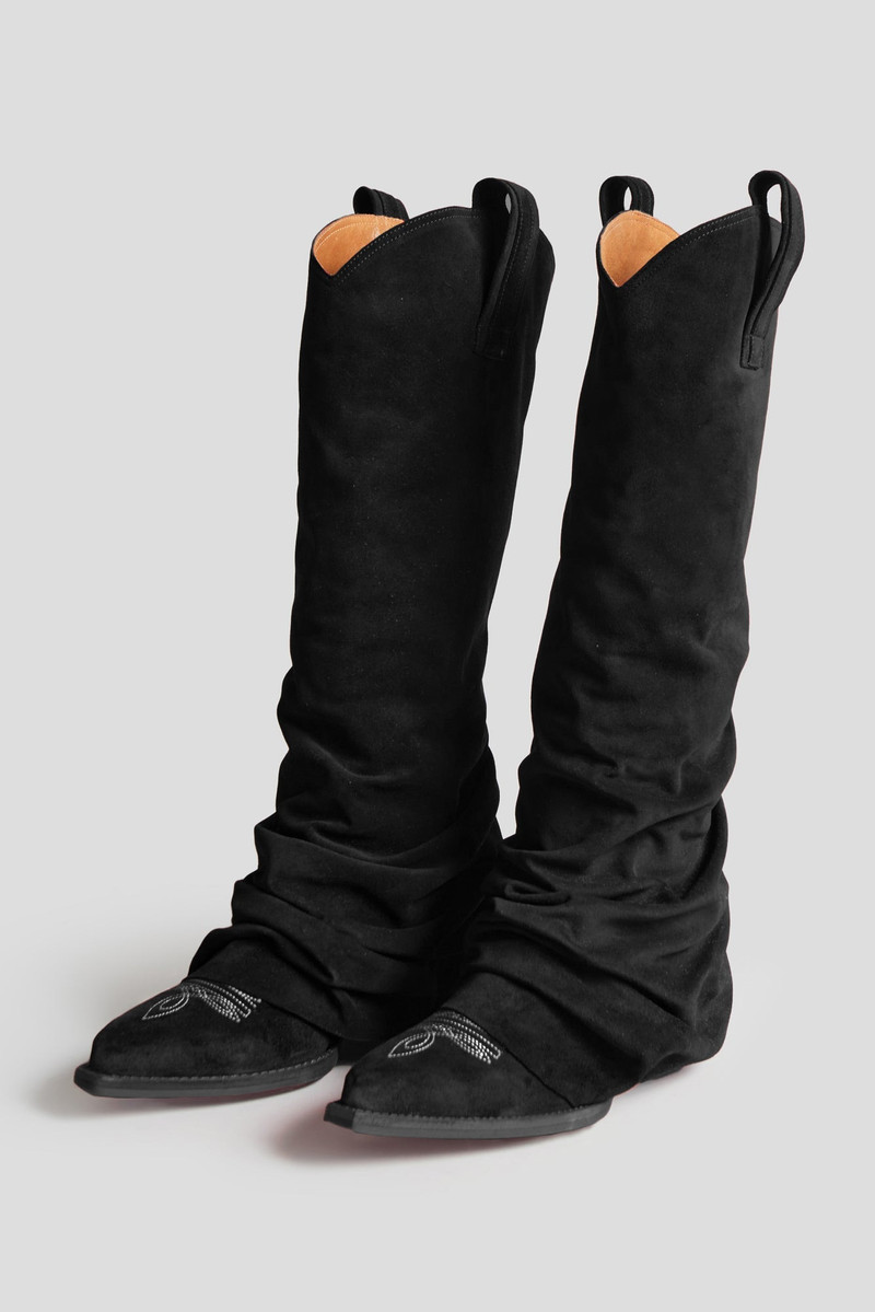 MID COWBOY BOOT - BLACK SUEDE 1