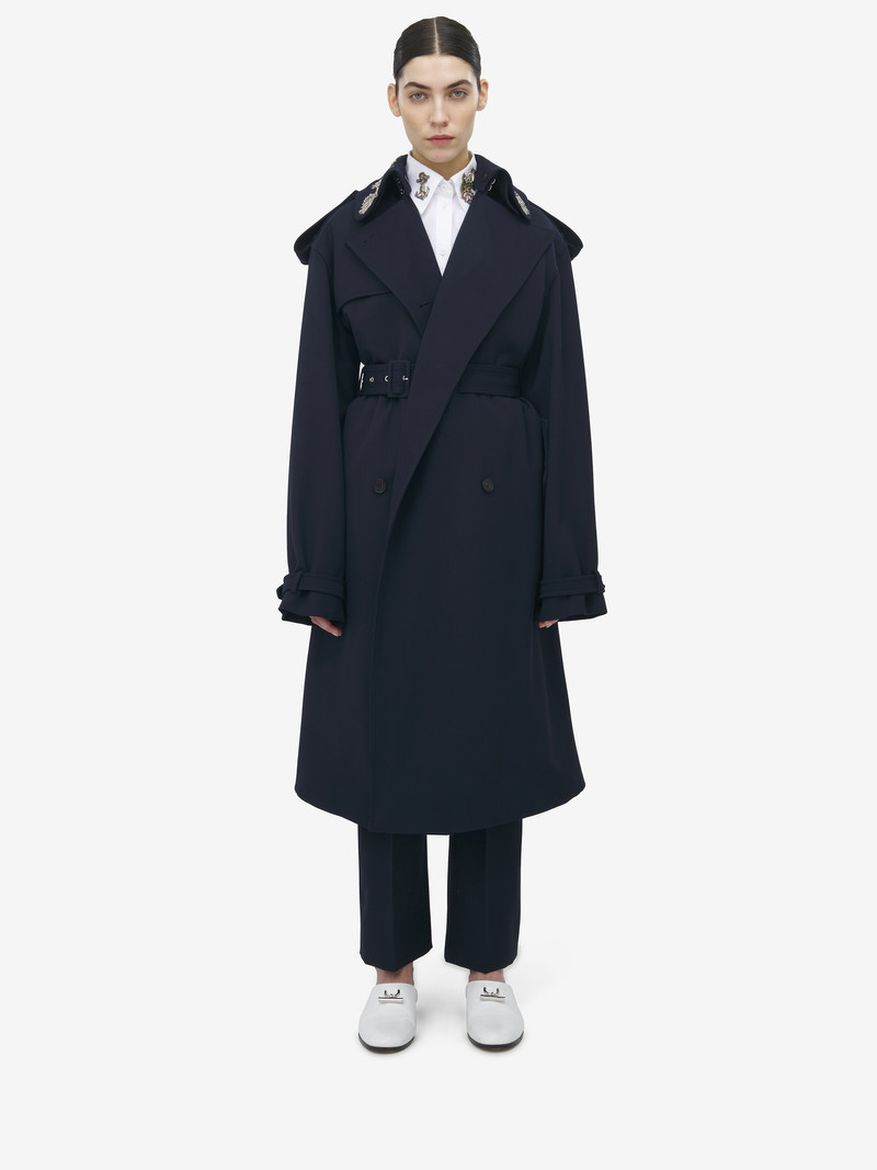Alexander McQueen Oversized Lapel Deconstructed Trench Coat outlook