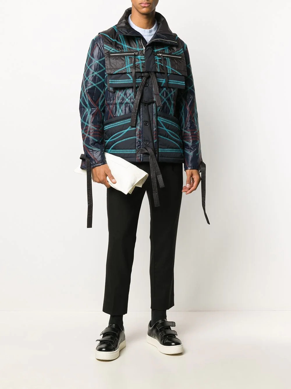 abstract print panelled jacket - 2