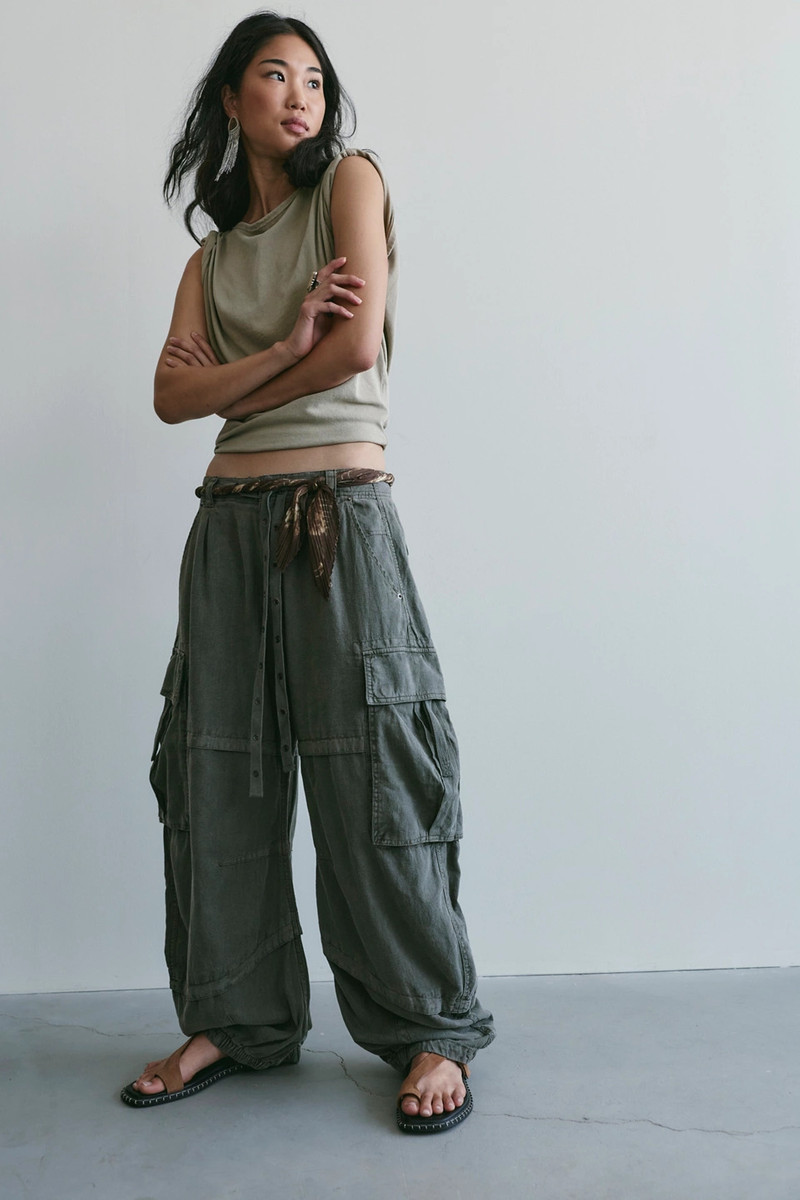 We The Free Reef Curved Linen Cargo Pants 1