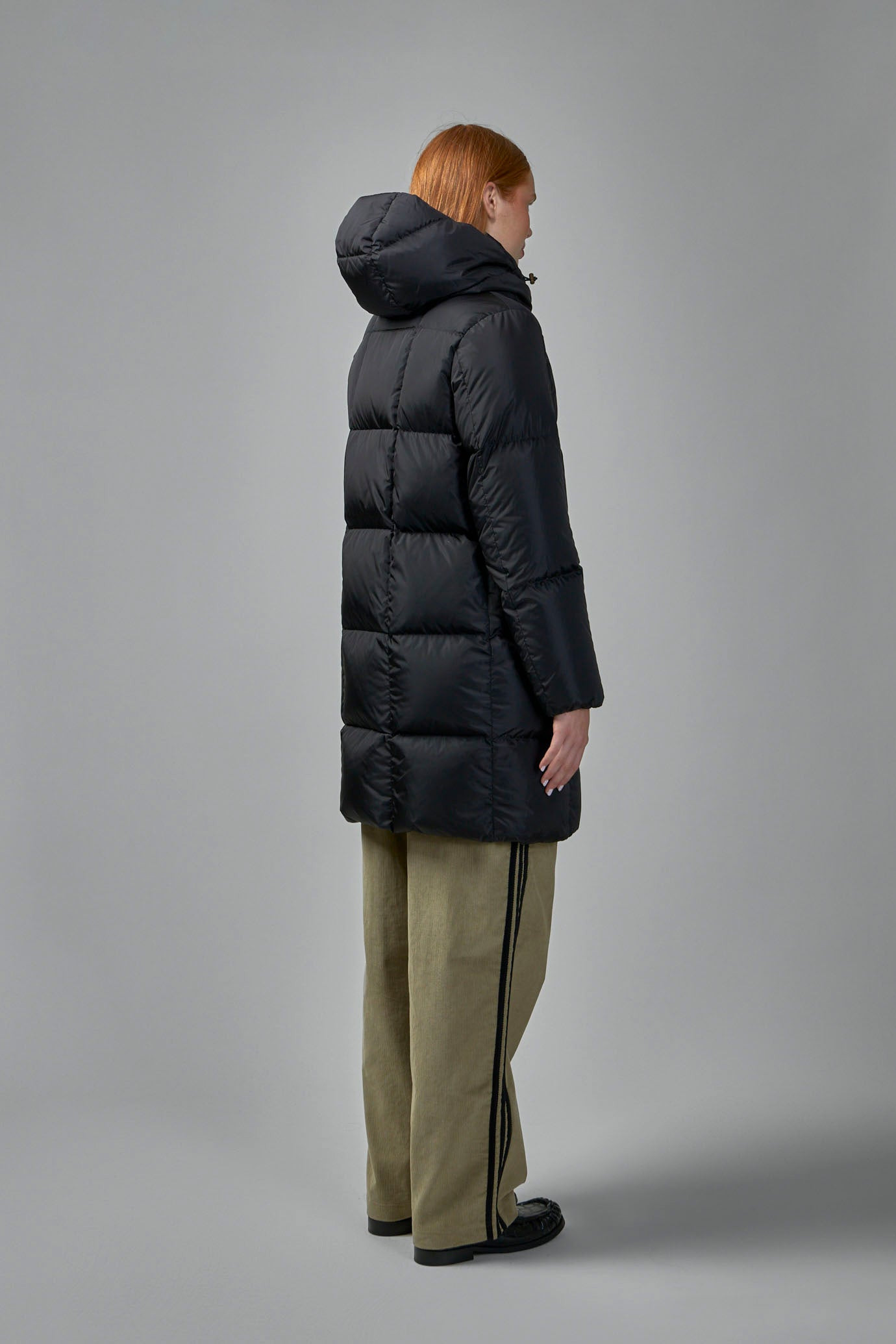 Litte Square Quilted Hooded Long Down Jacket - 3