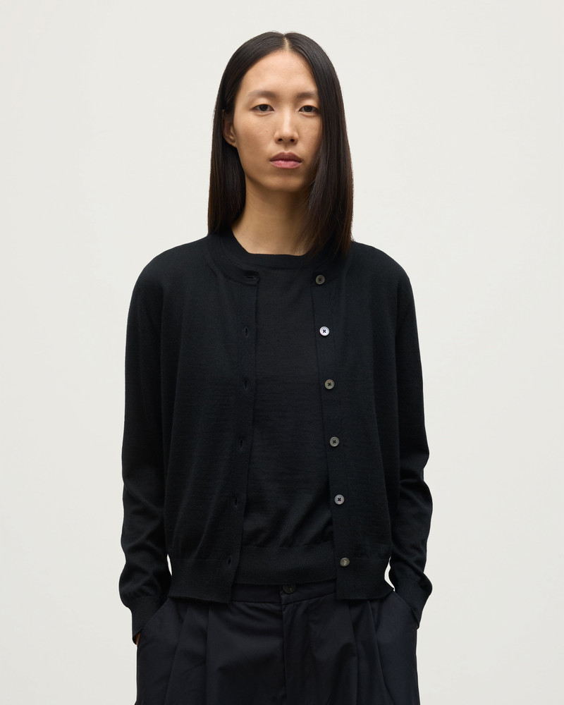 Johnstons of Elgin Honor Black Superfine Cashmere Cardigan outlook