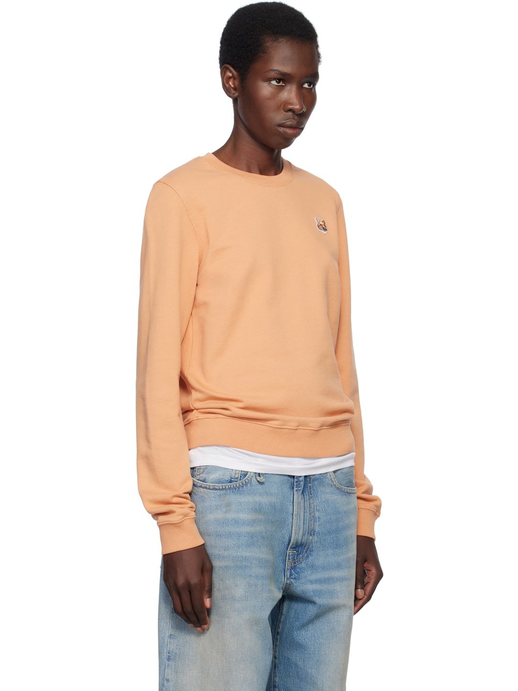 Orange Fox Head Patch Regular Sweatshirt - 2