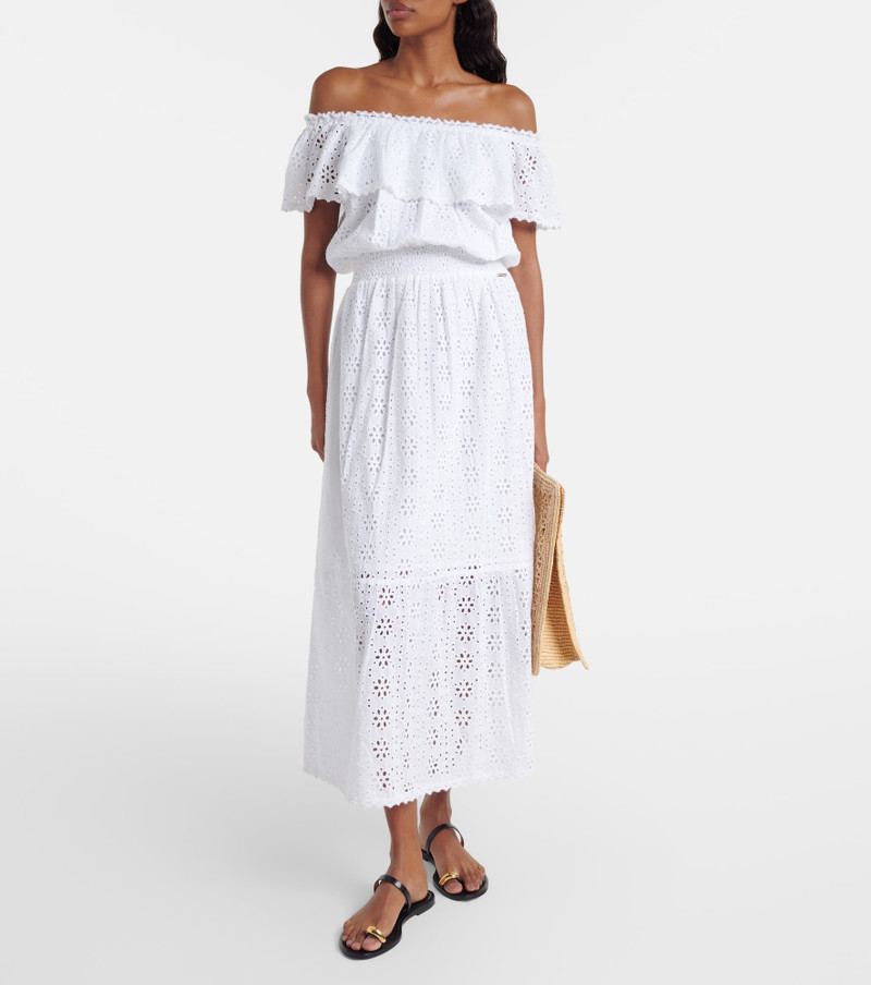 MELISSA ODABASH Larna broderie anglaise cotton midi dress outlook