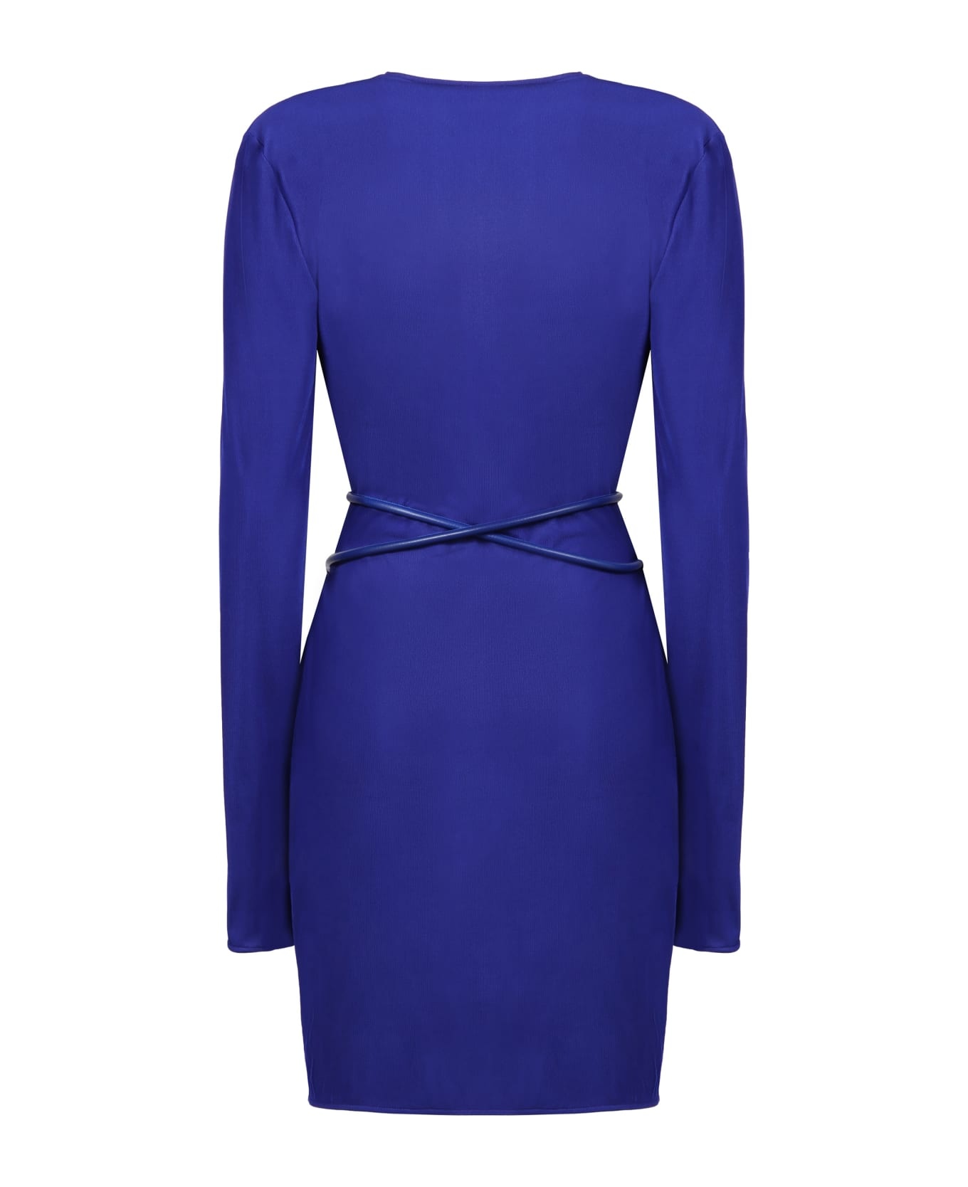 Leather Belt Wrap Around Mini Dress - 2