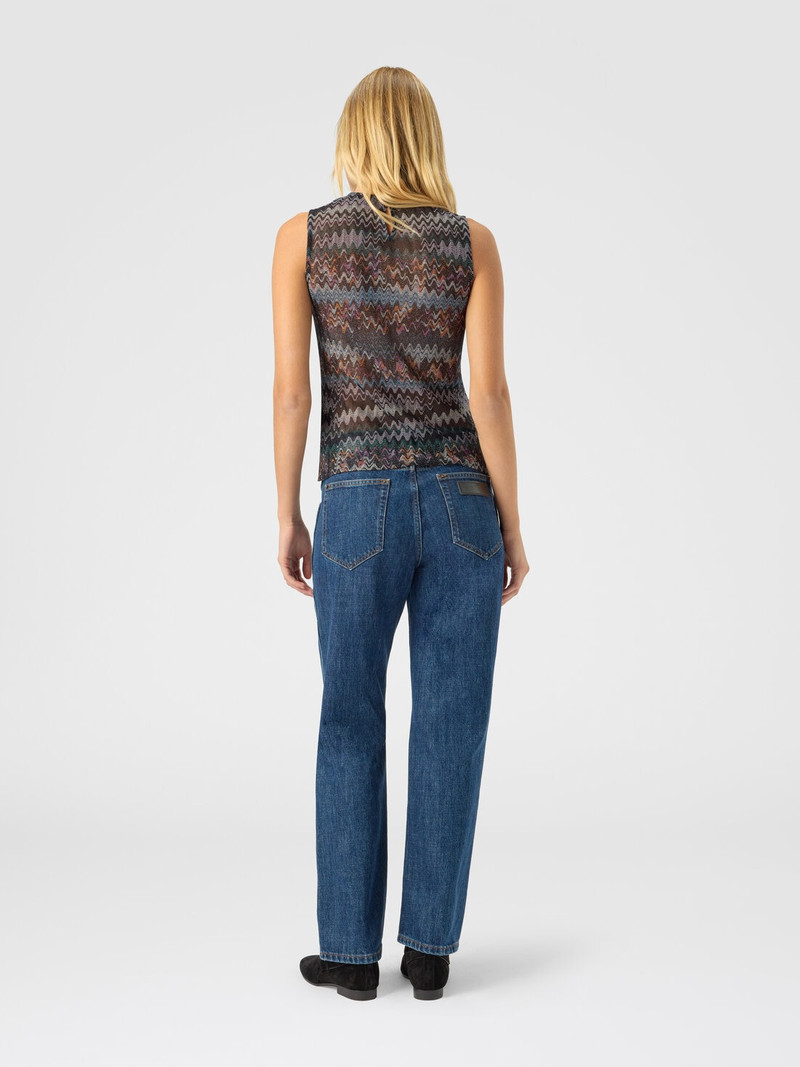 Sleeveless top in lamé viscose 3
