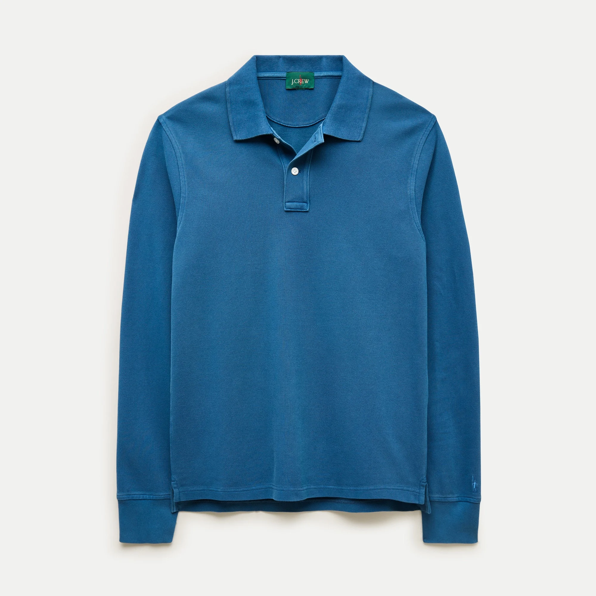 Long-sleeve washed piqué polo shirt - 1