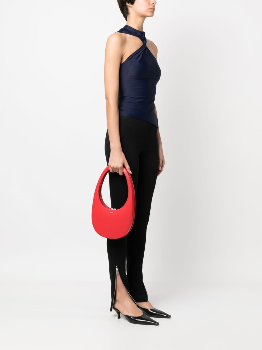 curved leather shoulder bag - 2