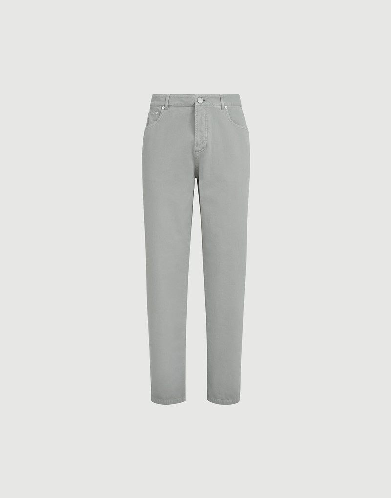 Garment-dyed five-pocket trousers in twisted cotton gabardine 1