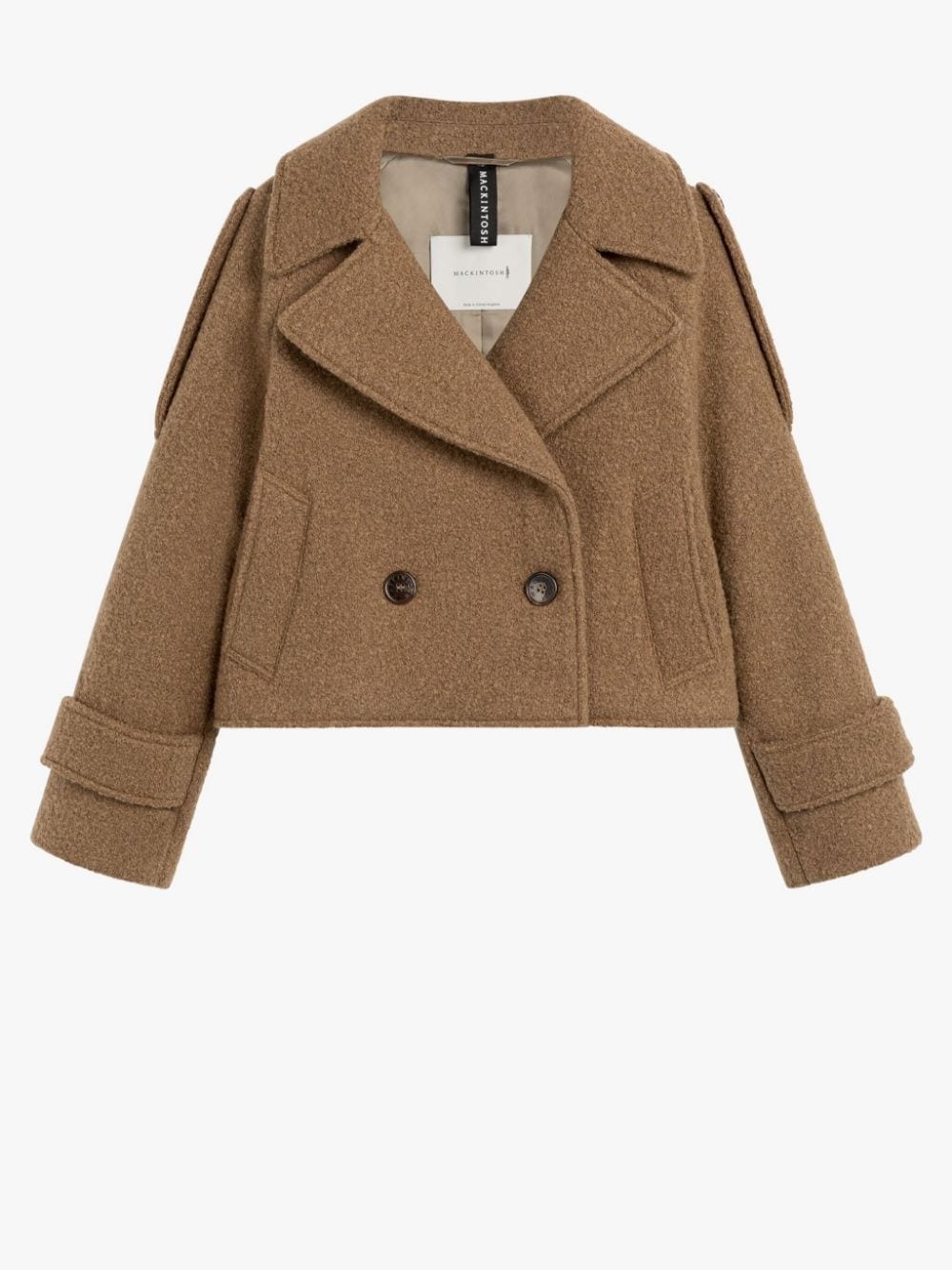 KIRSTEE BEIGE WOOL CROPPED PEA COAT - 1