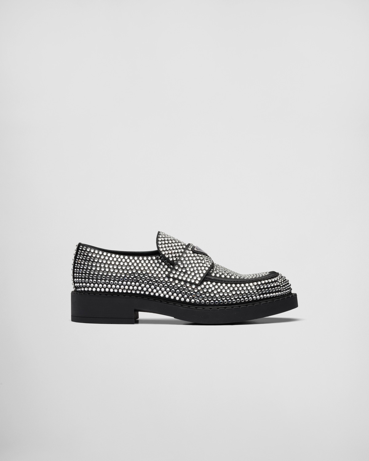 Chocolate satin loafers with crystals - 1