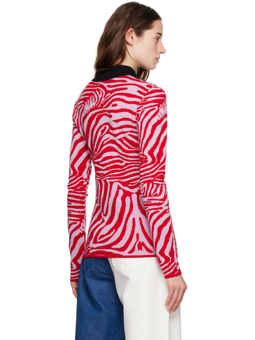 Red & Pink Three-Button Polo - 3