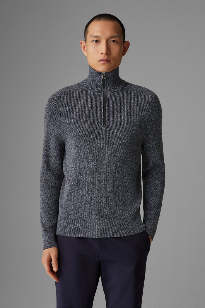Lennard Half-zip pullover in Navy blue, melange - 2