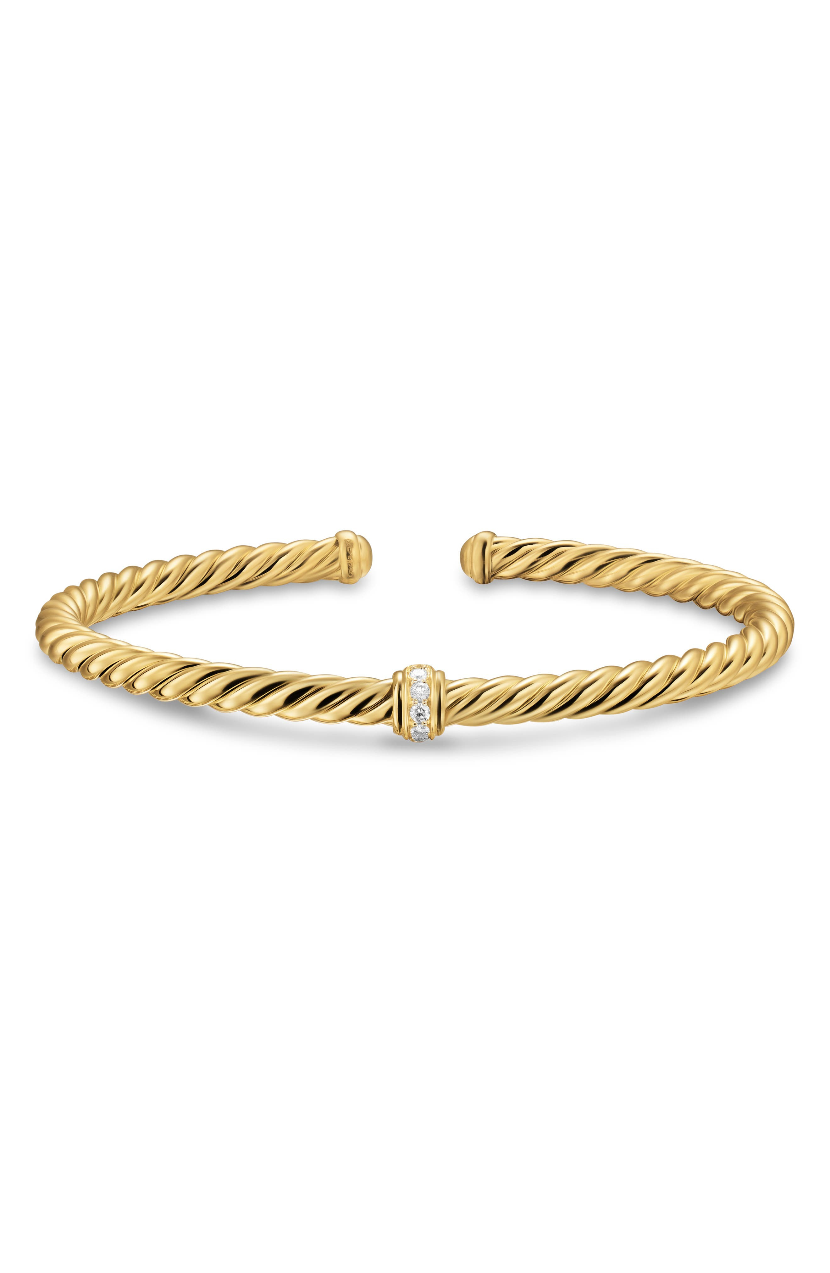 David Yurman Cablespira® Flex Bracelet in 18K Yellow Gold with Diamonds, 4mm at Nordstrom - 6