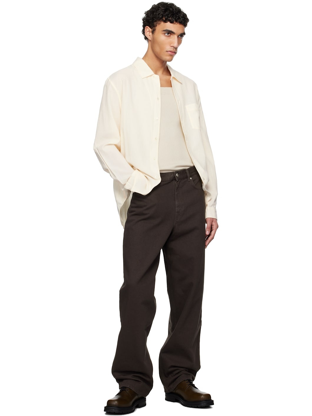 Brown Wide Cut Jeans - 4
