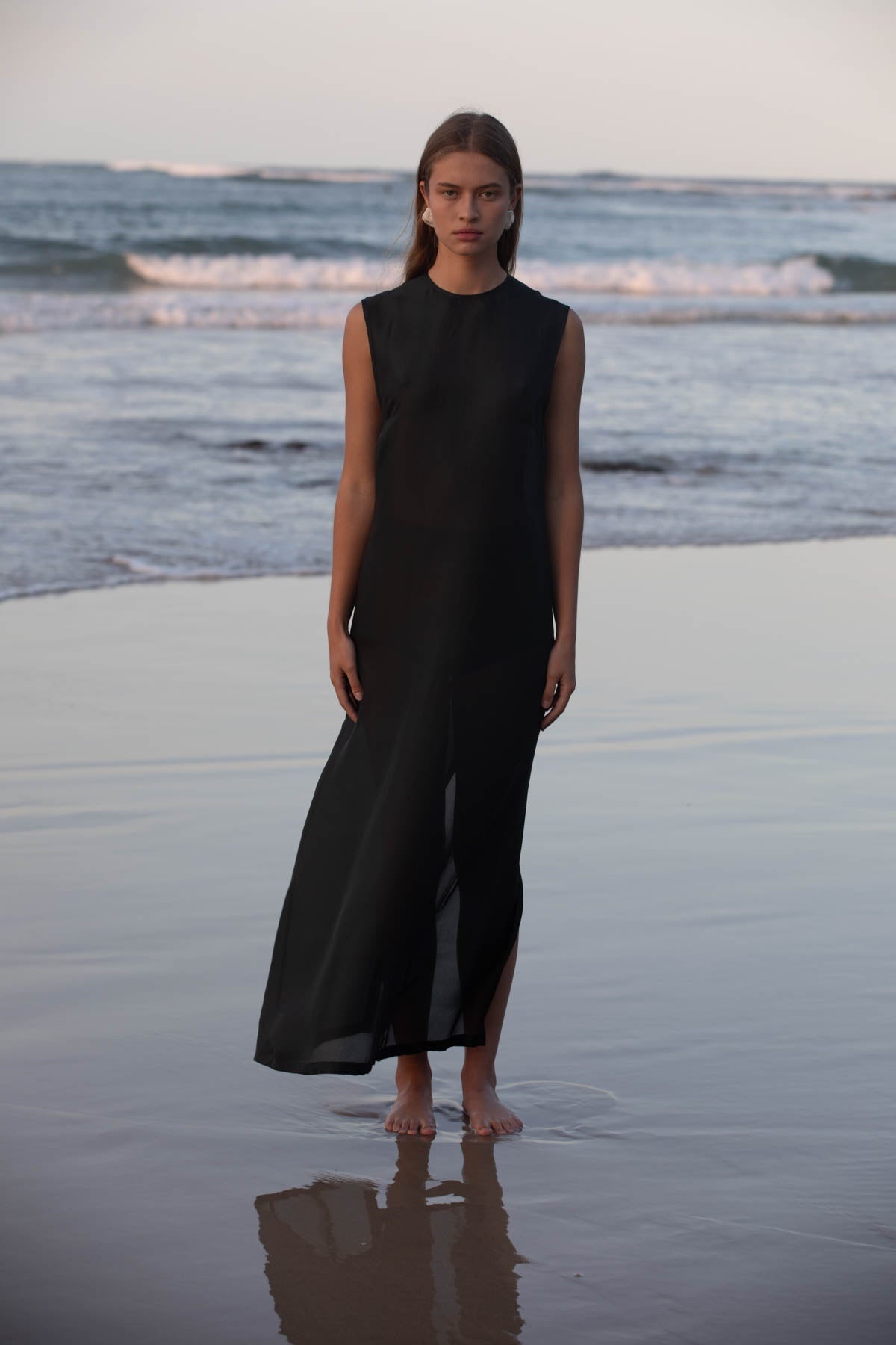 Sheer Silk Gauze Dress - Soot - 6